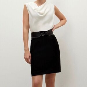 MM LaFleur Crosby Skirt in Black Textured Ponte Knit Pencil Workwear - 10